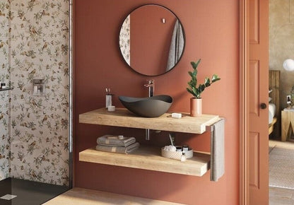 Set promo lavoar baie pe blat, antracit deschis, Roca Ohtake 54x38 cm, cu baterie Carelia