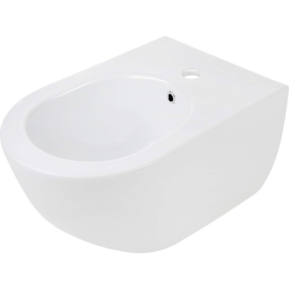 Set Vas WC suspendat cu capac soft close si bideu Deante Peonia Rimless 36x51 cm evacuare orizontala, alb