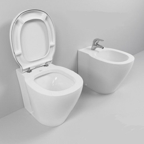 Set Vas WC pe pardoseala cu capac si bideu Ideal Standard Connect 36x55 cm evacuare orizontala