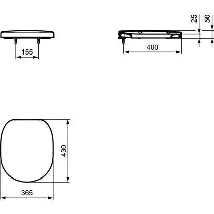 Set Vas WC pe pardoseala cu capac si bideu Ideal Standard Connect 36x55 cm evacuare orizontala