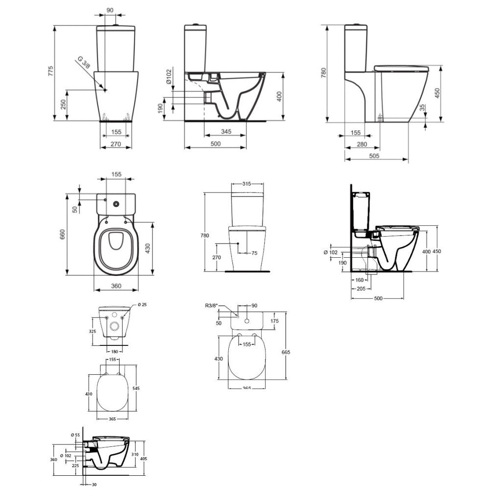 Set promo Vas WC pe pardoseala cu rezervor aparent si capac soft close Ideal Standard Connect 36x66 cm evacuare orizontala