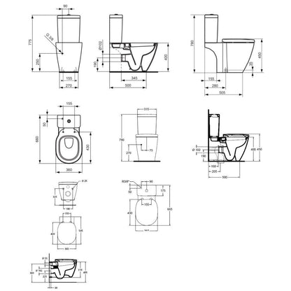 Set promo Vas WC pe pardoseala cu rezervor aparent si capac soft close Ideal Standard Connect 36x66 cm evacuare orizontala