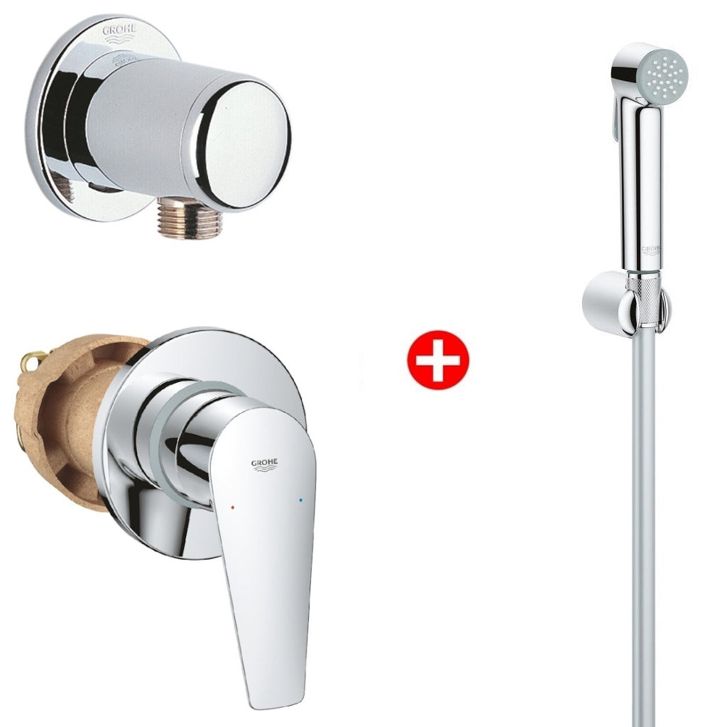 Grohe BauEdge New Set Promo Dus igienic cu baterie incastrata