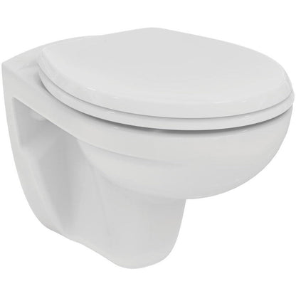 Set Vas WC suspendat cu capac si bideu Ideal Standard Eurovit Rimless 36x52 cm evacuare orizontala