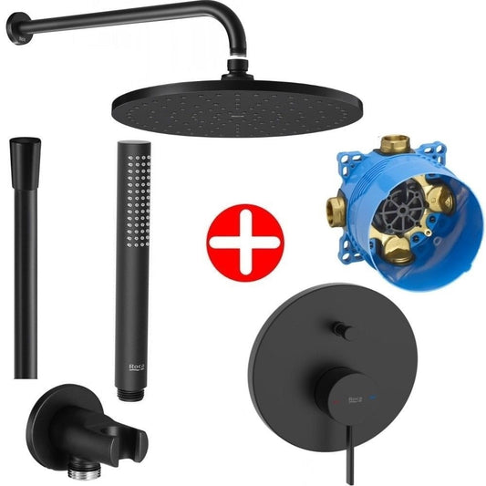 Set promo Sistem dus incastrat fara termostat Roca Ona, negru mat