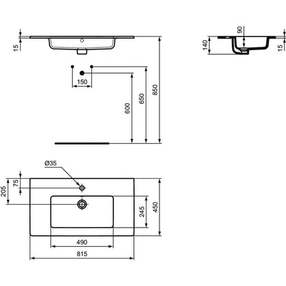 Set promo mobilier baie (masca cu 2 sertare si lavoar) Ideal Standard Tempo 80x44xH55 cm, alb lucios