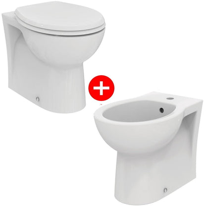 Set Vas WC pe pardoseala cu capac si bideu Ideal Standard Eurovit 36x53 cm evacuare orizontala