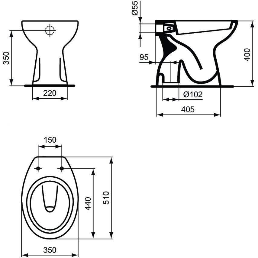 Set Vas WC pe pardoseala cu capac si bideu Vidima SevaDuo 35x51 cm evacuare verticala