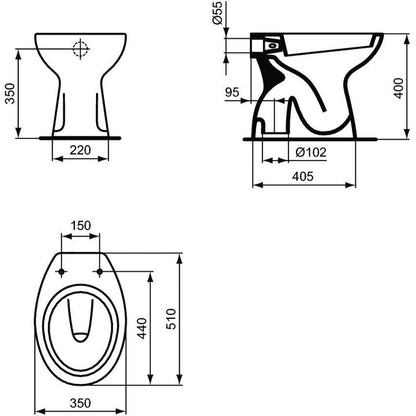Set Vas WC pe pardoseala cu capac si bideu Vidima SevaDuo 35x51 cm evacuare verticala
