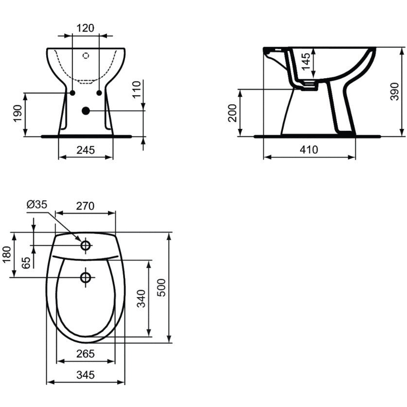 Set Vas WC pe pardoseala cu capac si bideu Vidima SevaDuo 35x51 cm evacuare verticala