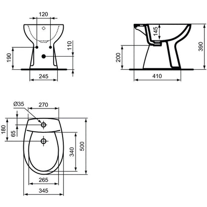 Set Vas WC pe pardoseala cu capac si bideu Vidima SevaDuo 35x51 cm evacuare verticala