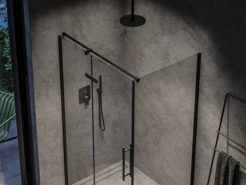 Cabina dus dreptunghiulara cu usa batanta Ravak Cool COSD2+COPS 100x80 cm, profil negru