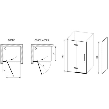 Cabina dus dreptunghiulara cu usa batanta Ravak Cool COSD2+COPS 110x100 cm, profil negru