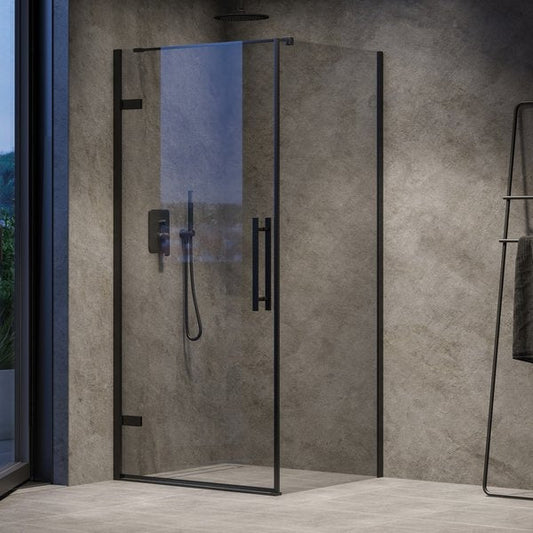 Cabina dus patrata cu usa batanta Ravak Cool COSD1+COPS 80x80 cm, profil negru