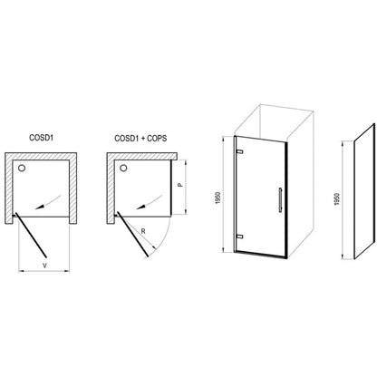 Cabina dus dreptunghiulara cu usa batanta Ravak Cool COSD1+COPS 80x90 cm, profil crom