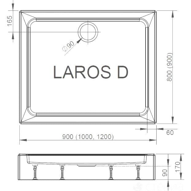 Set promo Cabina dus patrata cu usi glisante  Radaway Alienta DWJ+S 100x80 cm, cadita si sifon