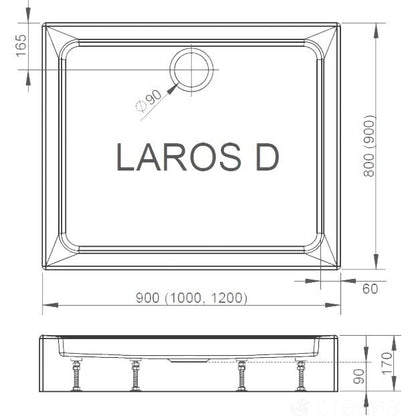 Set promo Cabina dus patrata cu usi glisante  Radaway Alienta DWJ+S 100x80 cm, cadita si sifon