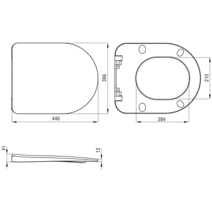 Set Vas WC suspendat cu capac soft close si bideu Deante Peonia Rimless 36x51 cm evacuare orizontala, antracit