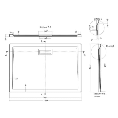 Set promo Cabina dus dreptunghiulara cu usa glisanta Belform Clear 120x80 cm si cadita