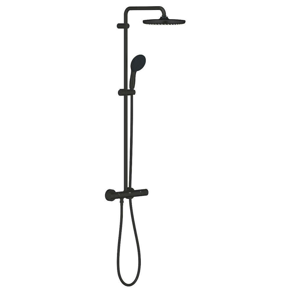 Coloana dus cu baterie si termostat Grohe Tempesta System 250, negru mat