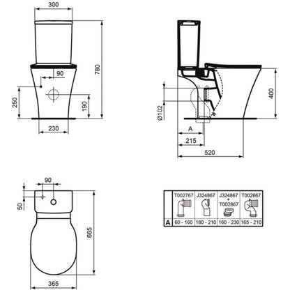 Set promo Vas WC pe pardoseala cu rezervor aparent si capac soft close Ideal Standard Connect Air AquaBlade 37x67 cm evacuare orizontala sau verticala