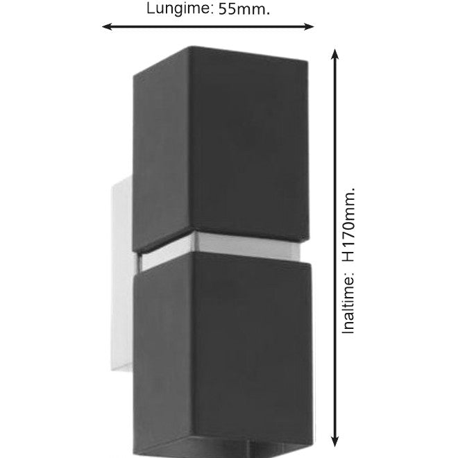 Eglo Passa Aplica patrata 2x3.3W, negru