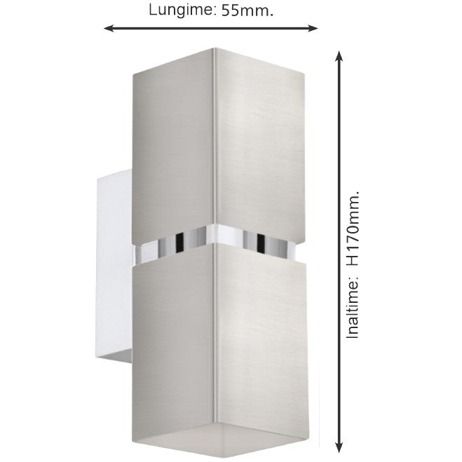 Eglo Passa Aplica patrata 2x3.3W, crom mat