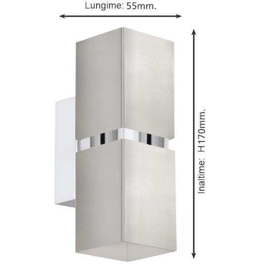 Eglo Passa Aplica patrata 2x3.3W, crom mat