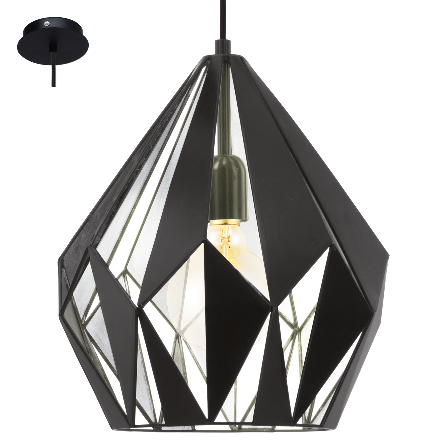 Eglo Carlton 1 Pendul 1x60W, negru/argintiu