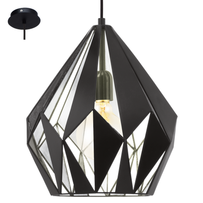 Eglo Carlton 1 Pendul 1x60W, negru/argintiu