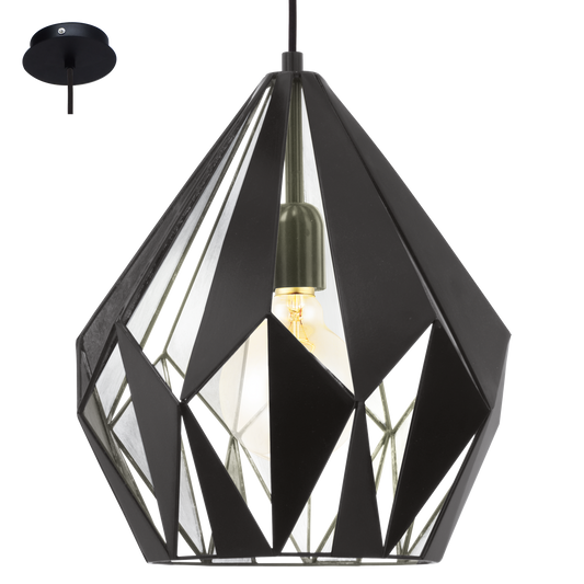 Eglo Carlton 1 Pendul 1x60W, negru/argintiu