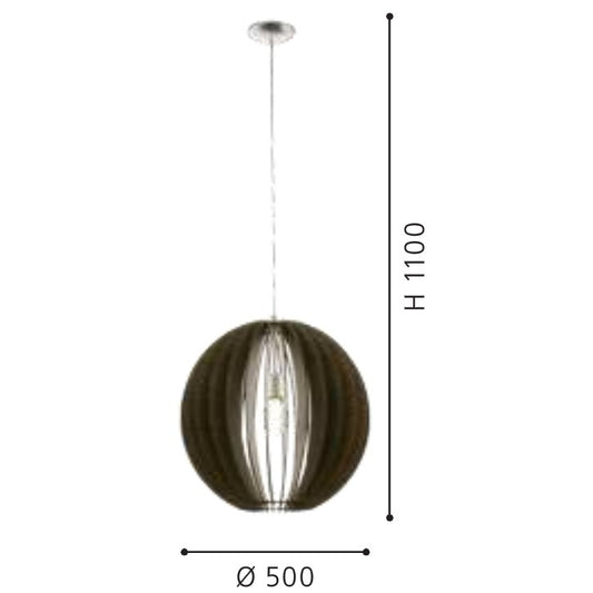 Eglo Cossano Pendul 1x60W, Ø50 mm, maro