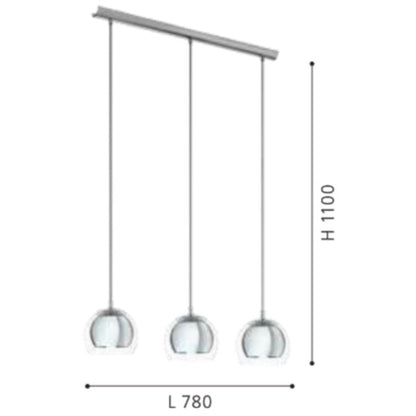 Eglo Rocamar Pendul 3x40W crom/transparent
