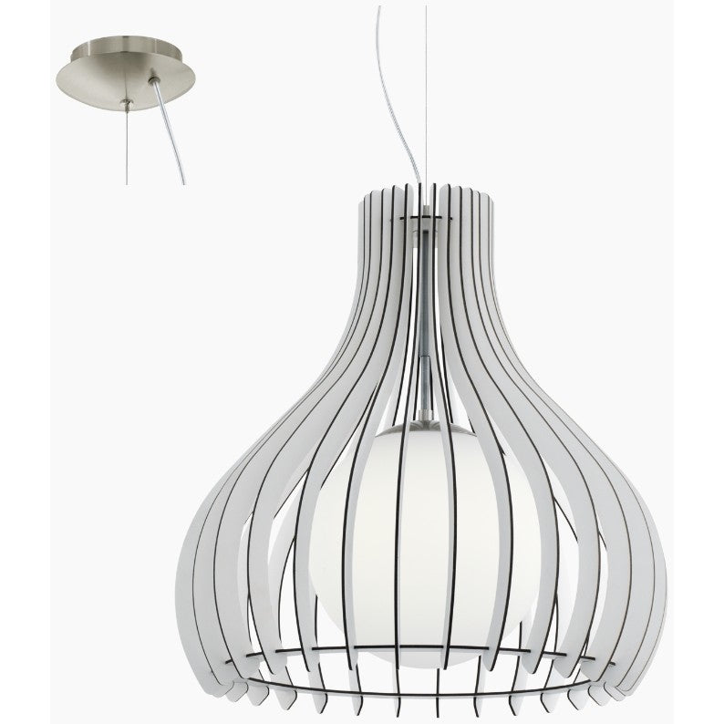 Eglo Tindori Pendul 1x60W, Ø50 mm, alb