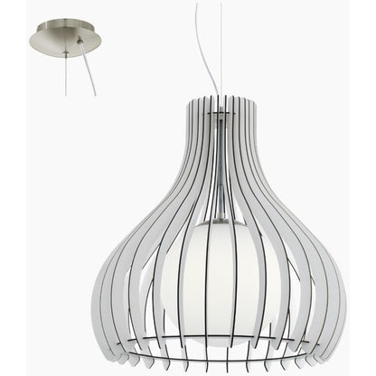 Eglo Tindori Pendul 1x60W, Ø50 mm, alb