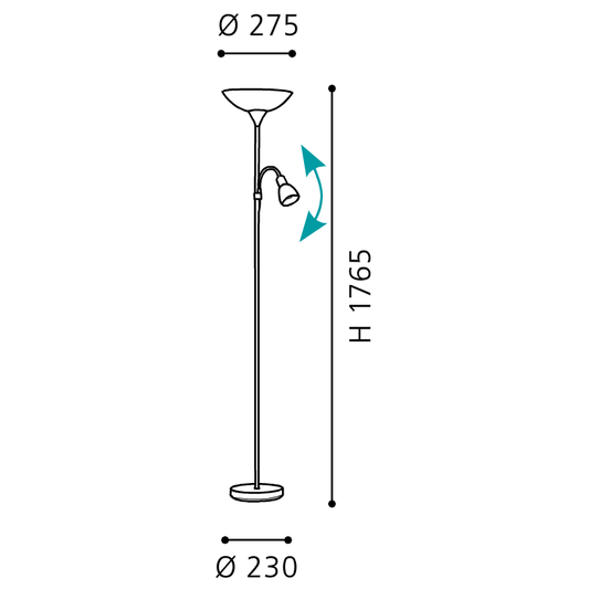 Eglo UP2 Lampadar 1x60W si 1x25W, negru