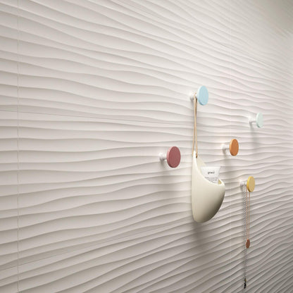 Faianta baie / bucatarie rectificata alba 40x120 cm, Marazzi Essenziale Struttura Wave 3D Lux