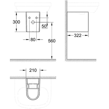 Grohe Euro Ceramic Semipicior lavoar