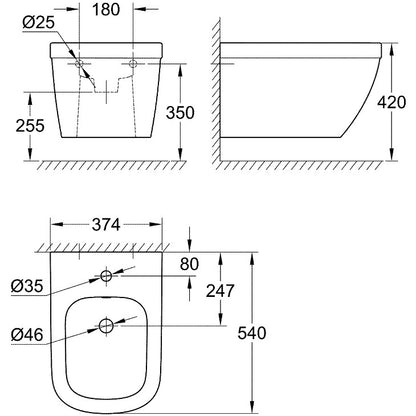 Grohe Euro Ceramic Bideu suspendat 37x54 cm