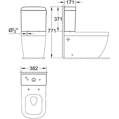 Grohe Euro Ceramic Rezervor WC, alimentare inferioara
