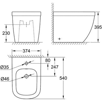 Grohe Euro Ceramic Bideu pe pardoseala 37x54 cm