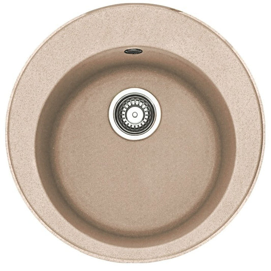 Franke Rotondo ROG 610 Set chiuveta bucatarie granit Ø51 cm cu baterie monocomanda Pola, bej (avena)