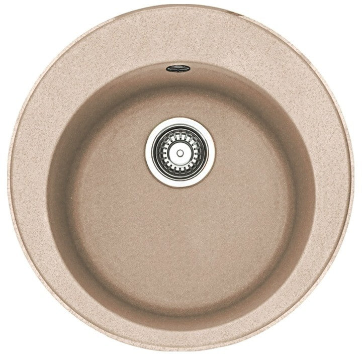 Franke Rotondo ROG 610 Set chiuveta bucatarie granit Ø51 cm cu baterie monocomanda Pola, bej (avena)