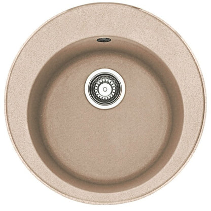 Franke Rotondo ROG 610 Set chiuveta bucatarie granit Ø51 cm cu baterie monocomanda Pola, bej (avena)