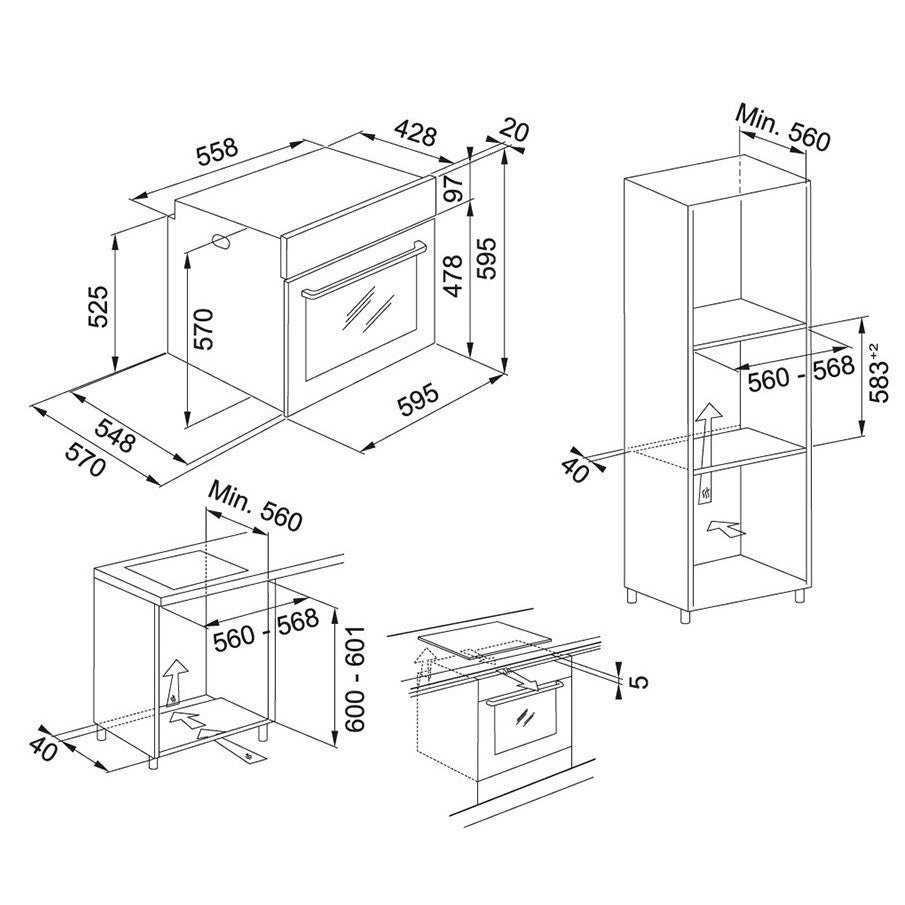 Franke Smart Linear FSL 86 C XS Cuptor electric multifunctional, curatare catalitica, negru/inox