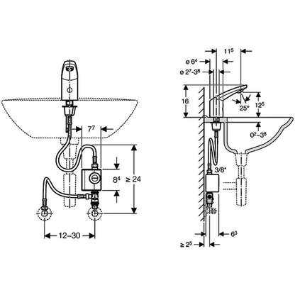 Geberit 185 Baterie lavoar cu infrarosu si mixare apa, cu generator