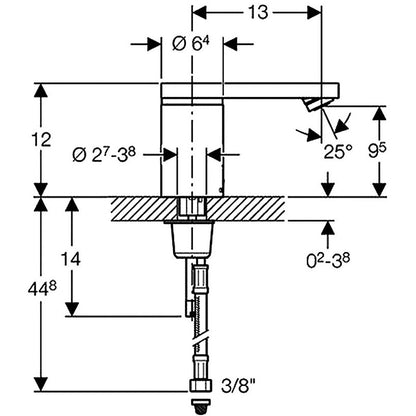 Geberit 186 Baterie lavoar cu infrarosu fara mixare apa, cu baterie 1.5 V
