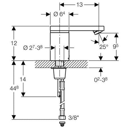 Geberit 186 Baterie lavoar cu infrarosu si maner pentru mixare apa, cu baterii 1.5V