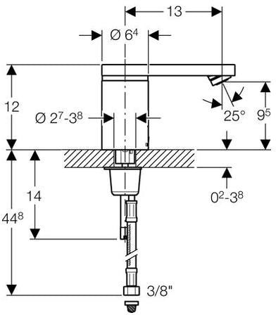 Geberit 186 Baterie lavoar cu infrarosu si mixare apa, 220 V