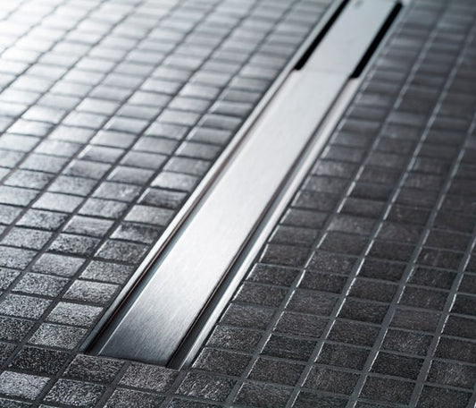 Grila ornament rigola dus Geberit CleanLine60 pentru pardoseli subtiri, 30-90 cm, inox mat/contur negru